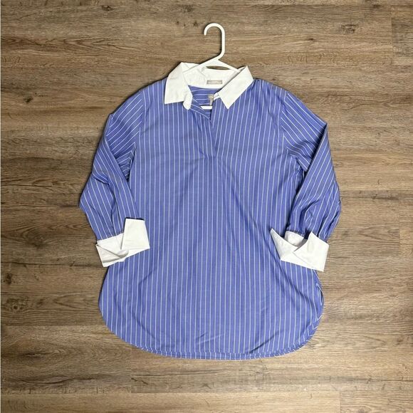 Chico's Blue and White Striped Shirt - Picture 1 of 10